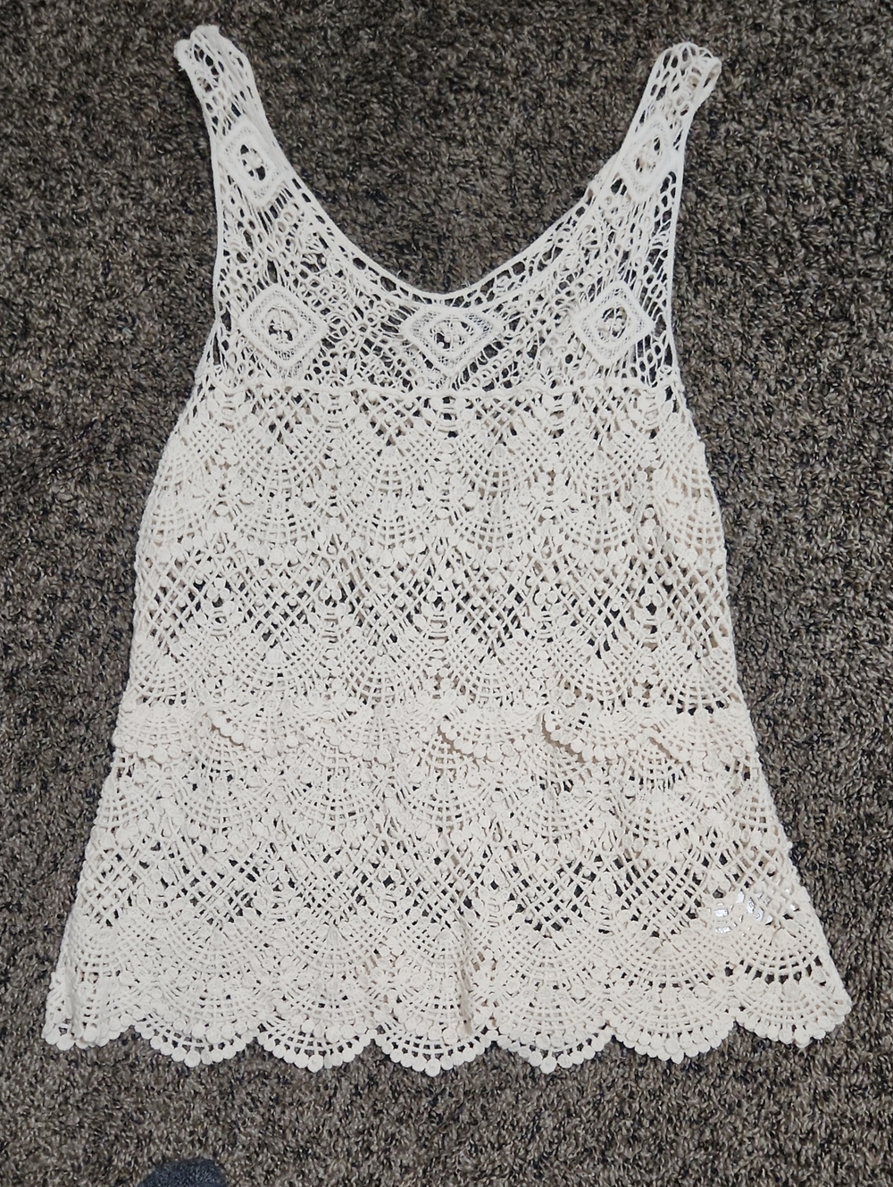 Crochet Lace Tank Top - Cream Fits Small Or Medium. Like New